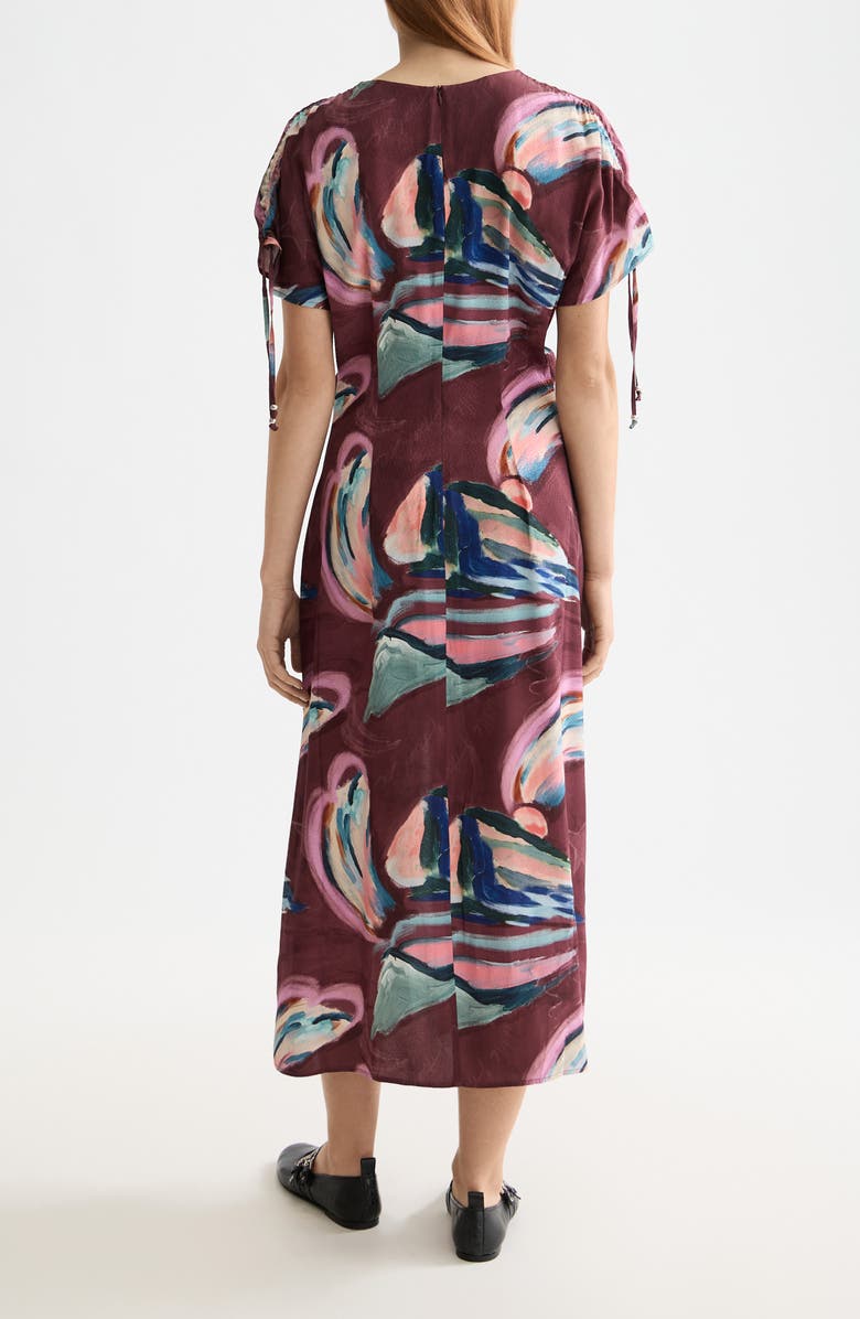 Scotch & Soda Short Sleeve Drawstring Maxi Dress, Alternate, color, Abstract Mountain