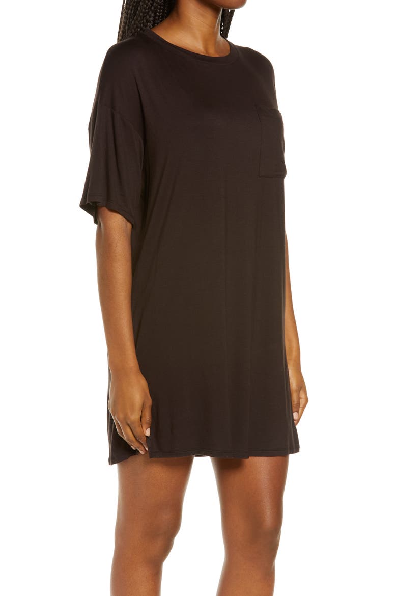 Jersey Sleep Shirt, Alternate, color, BLACK