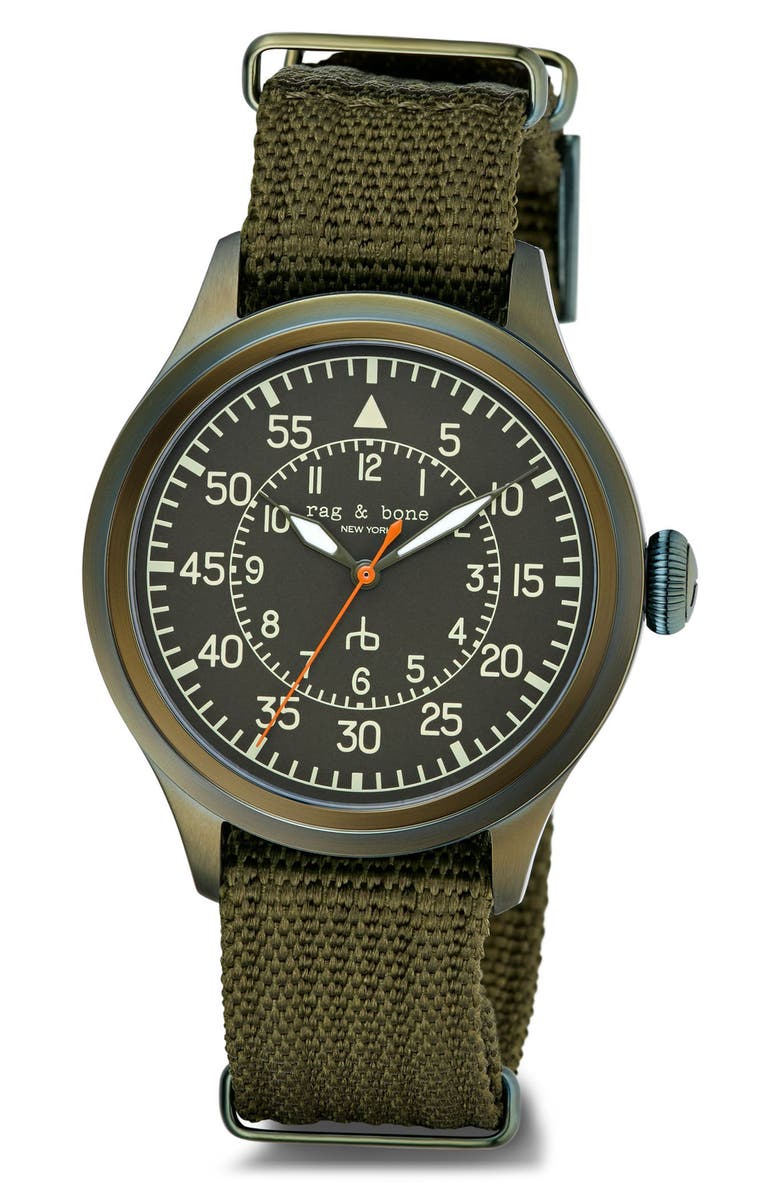 rag & bone Archer Pilot Watch, 42mm, Alternate, color, 