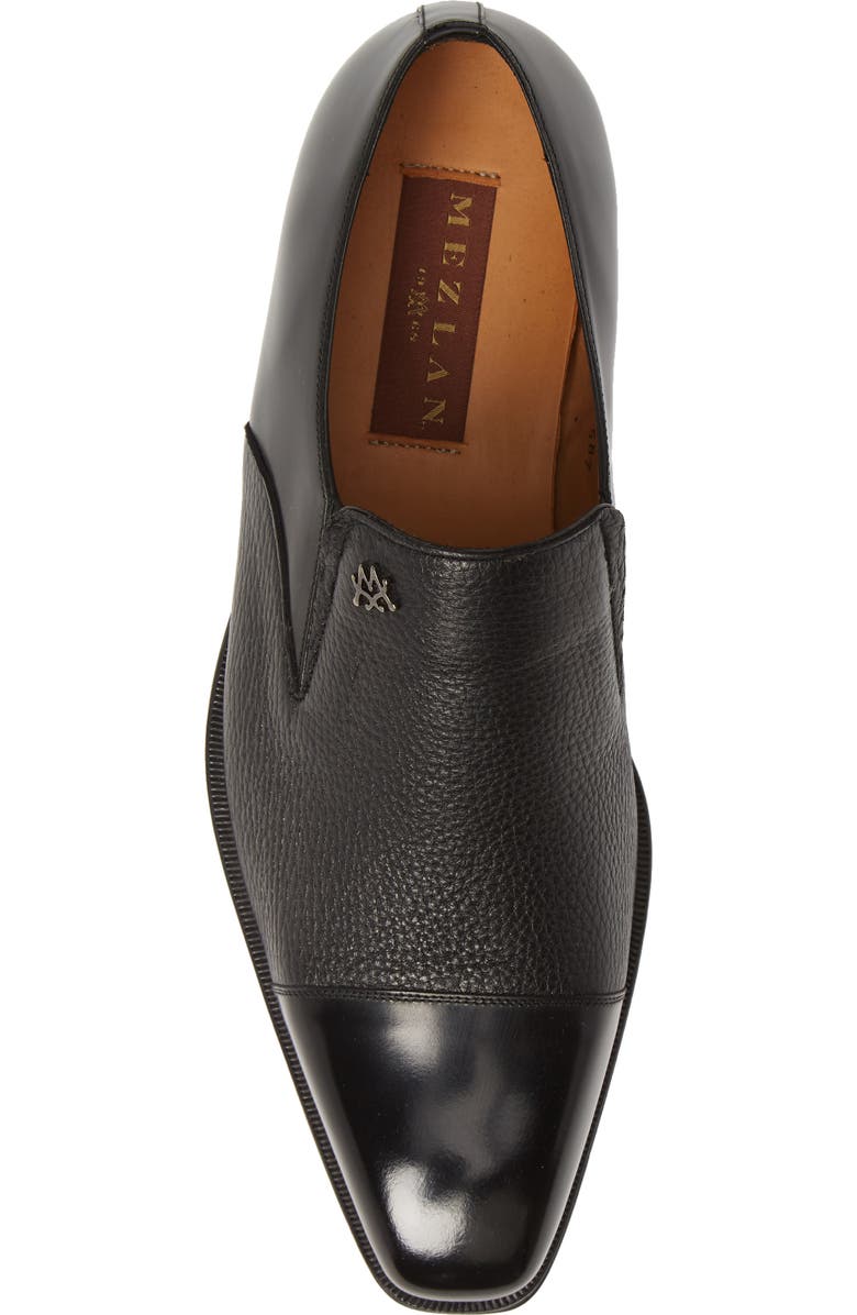 Mezlan Milani Cap Toe Slip-On, Alternate, color, Black Leather/ Deerskin
