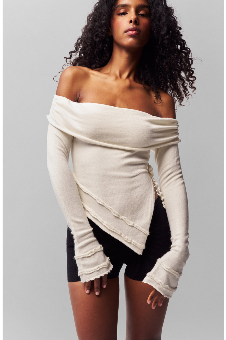Soler Fold Over Knit Top, Main, color, Cream