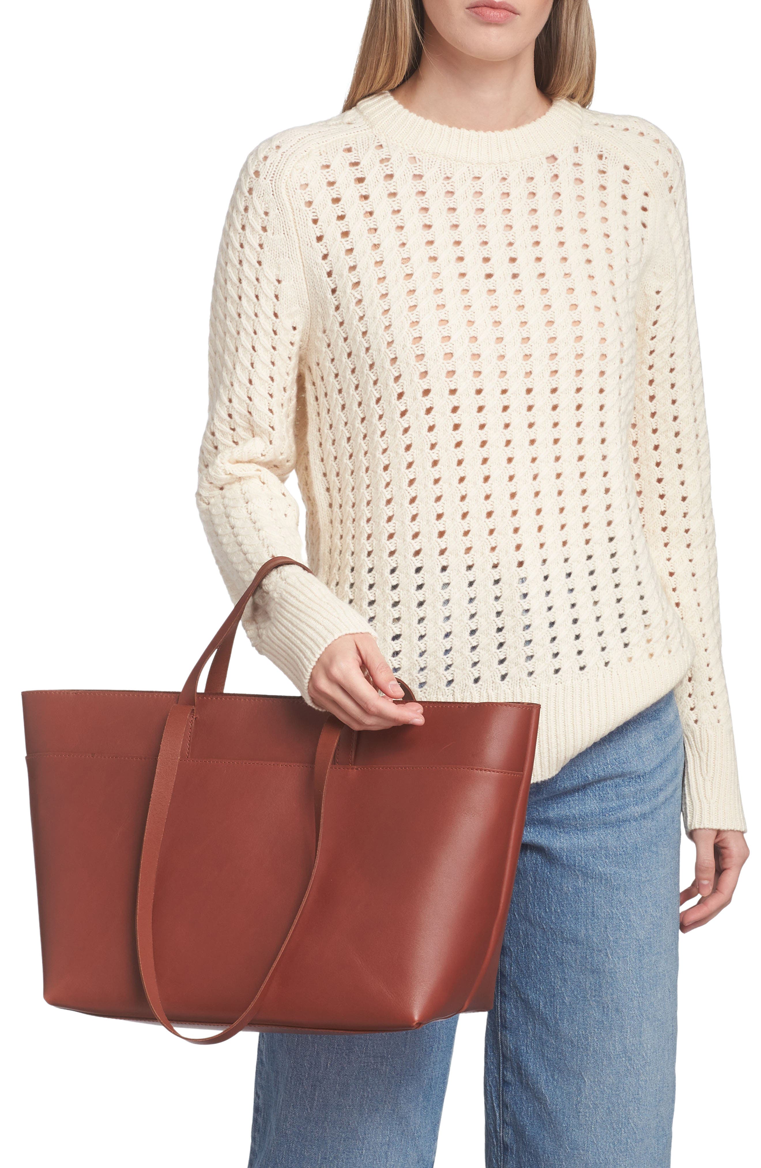 Madewell The Zip Top Essential Tote, Alternate, color, Warm Cinnamon