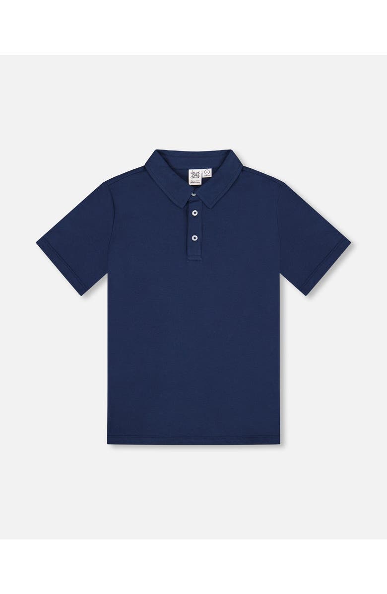 Deux par Deux Boy's Short Sleeve Polo Shirt Navy Blue, Main, color,