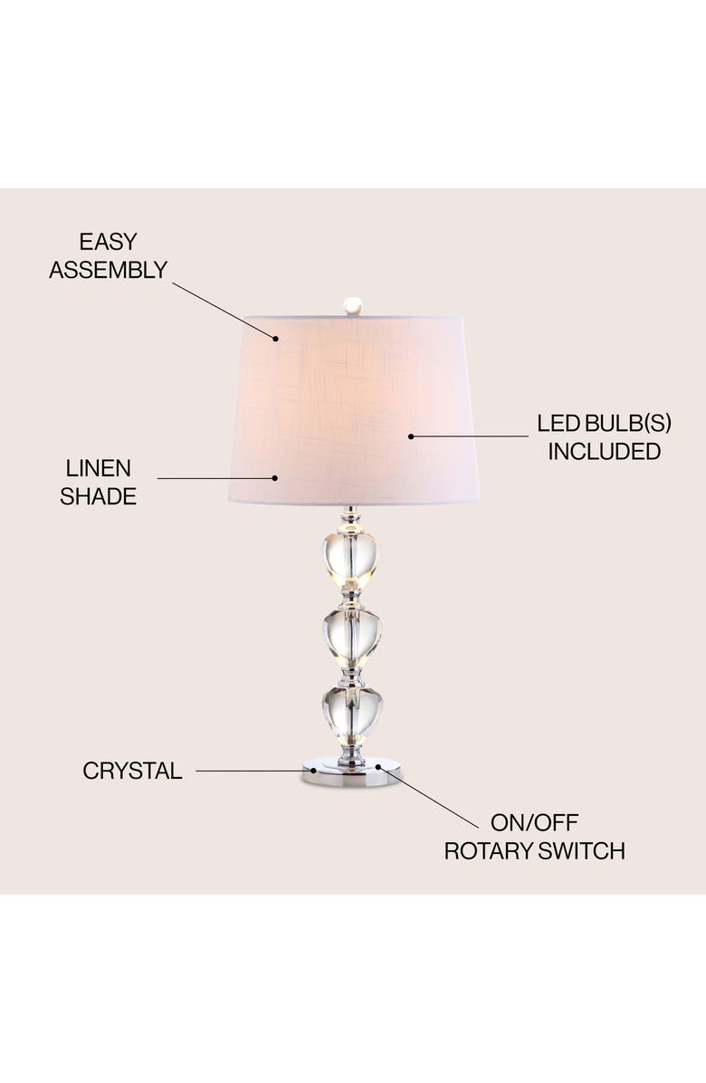 JONATHAN Y Cole Crystal LED Table Lamp, Alternate, color, Clear