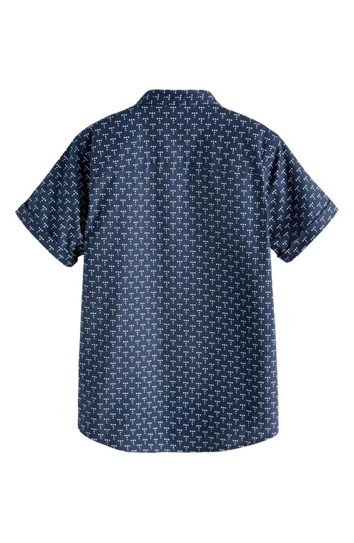 Baker By Ted Baker Kids' Dot Print Short Sleeve Cotton Button-up Shirt In Blue