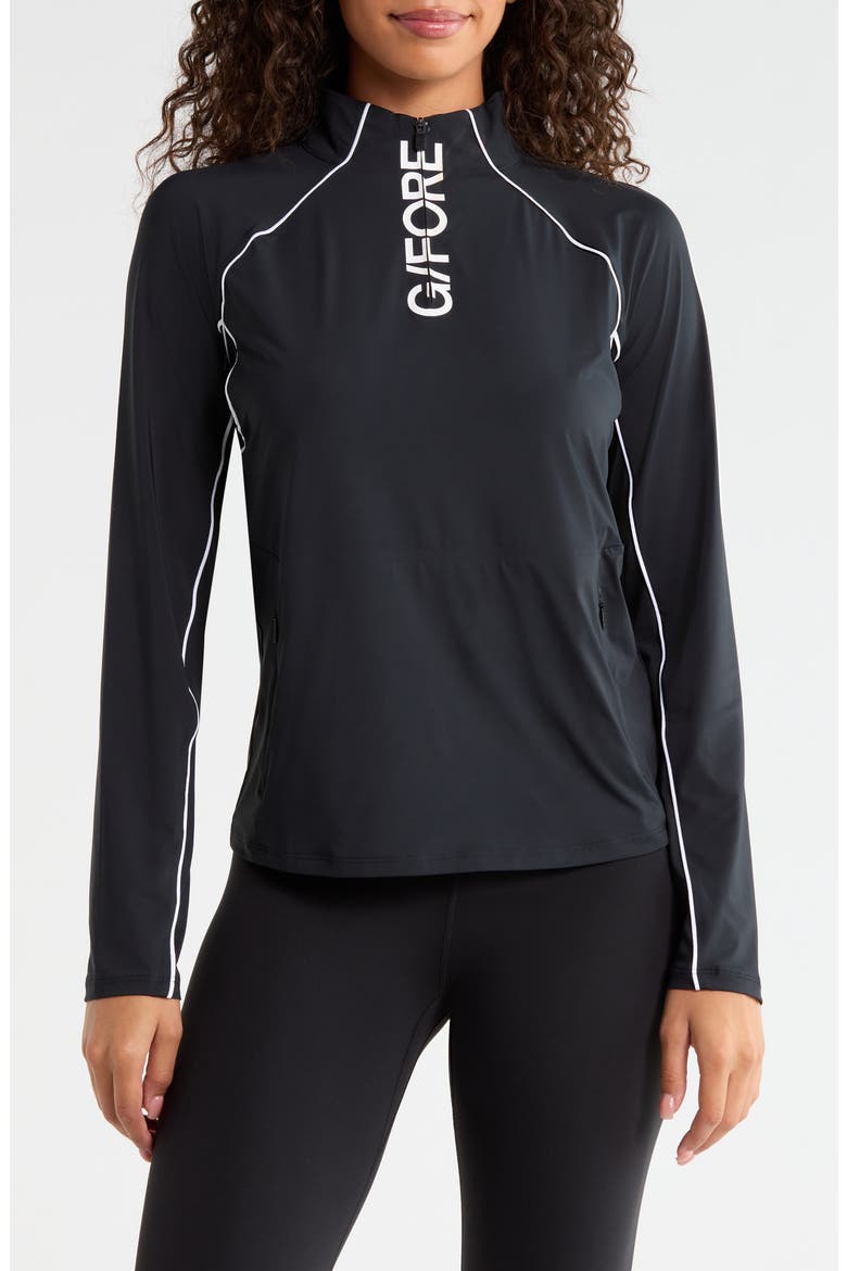 Contrast Mesh Silky Tech Quarter Zip Golf Top, Main, color, ONYX