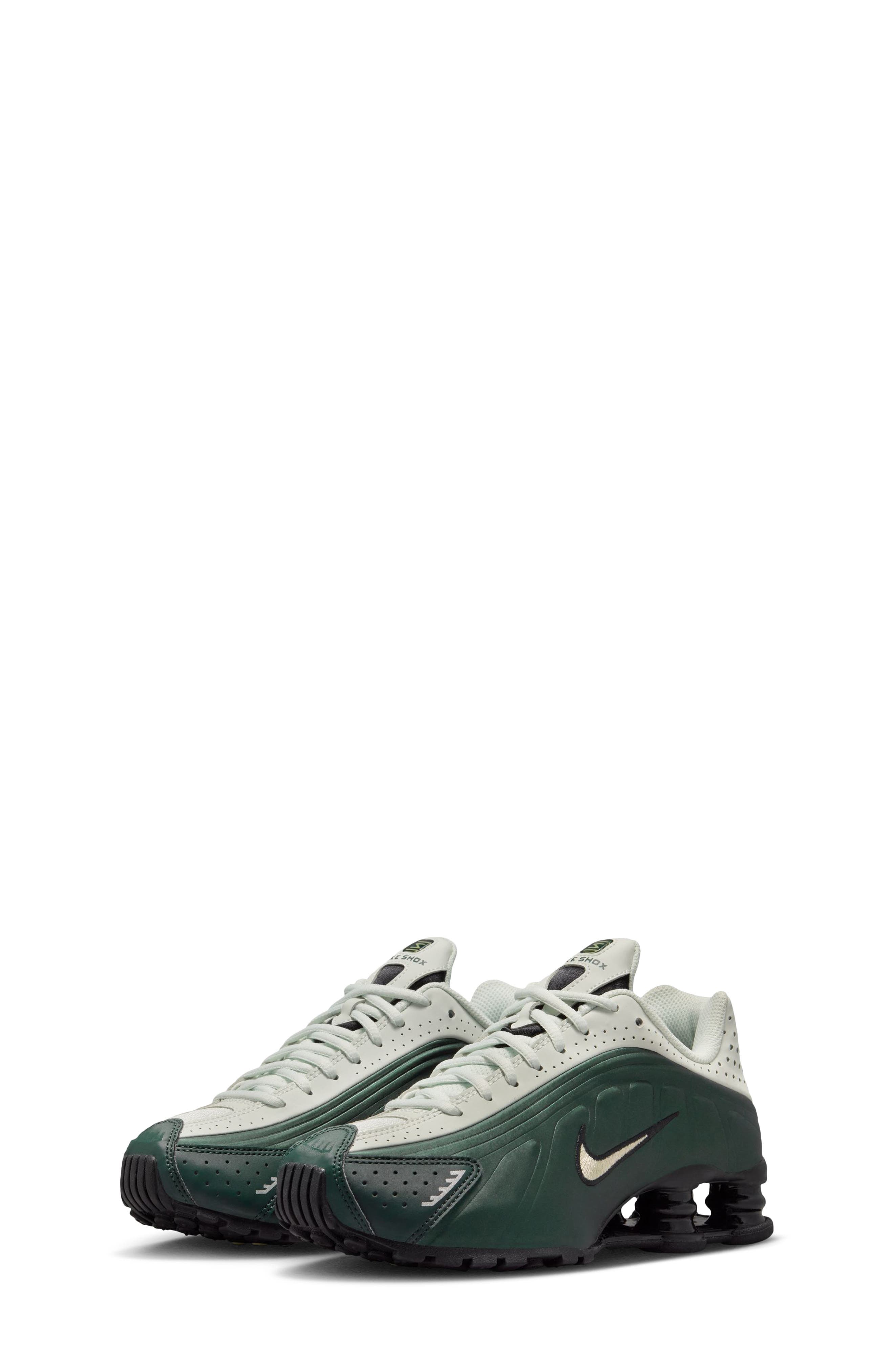 Shox R4 Sneaker, Main, color, BLACK/ OLIVE AURA/ SPRUCE AURA