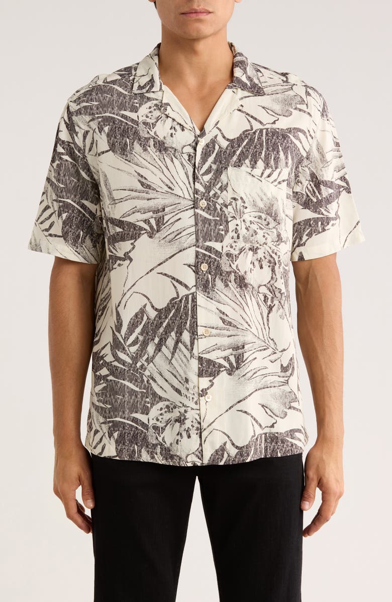 AllSaints Pulse Short Sleeve Button-Up Camp Shirt, Main, color, Off White