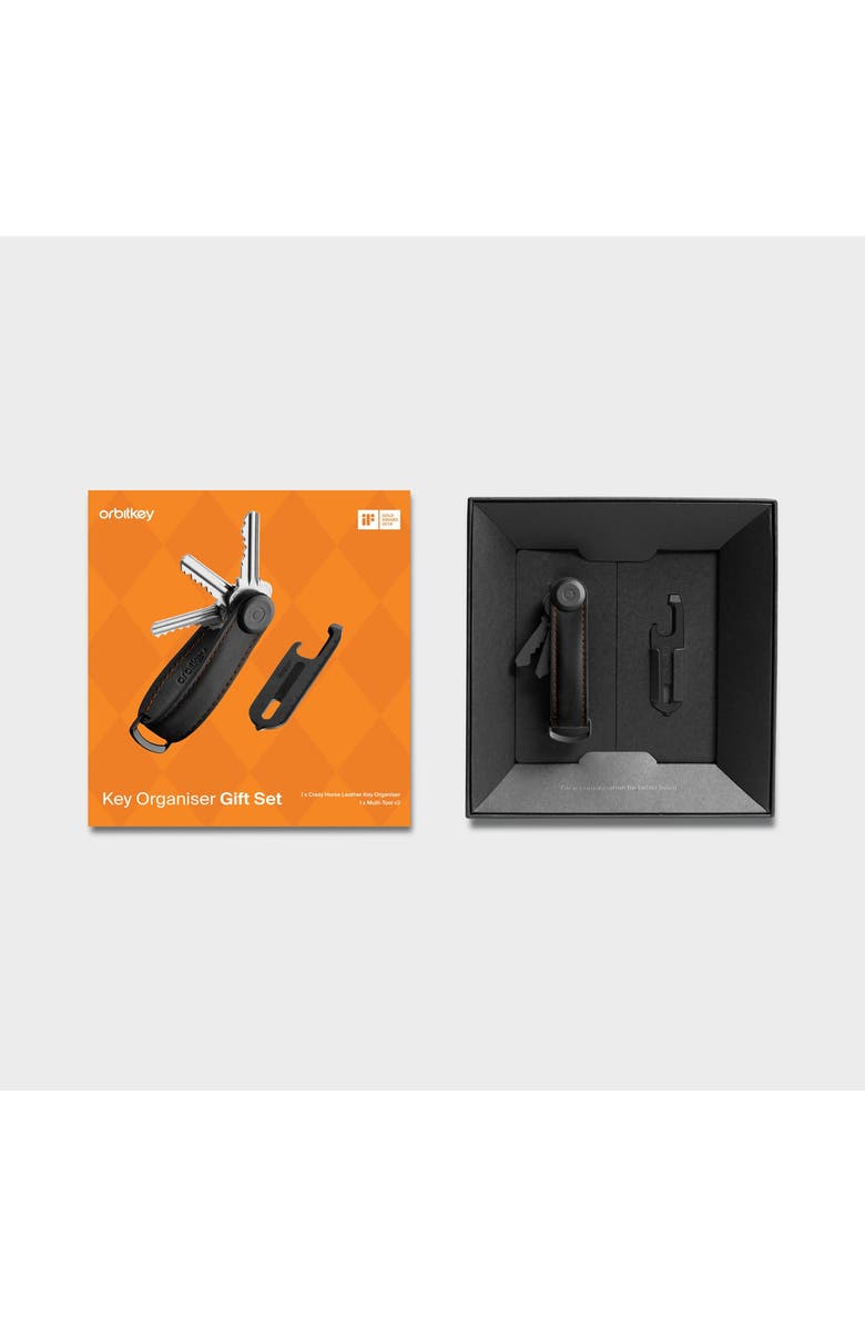Orbitkey CrazyHorse Key Organiser + Multitool v2 Set, Alternate, color, Black/Orange