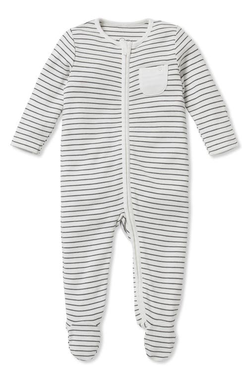 MORI Clever Zip Footie in Gray Stripe 