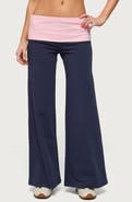 EDIKTED Foldover Contrast Wide Leg Pants