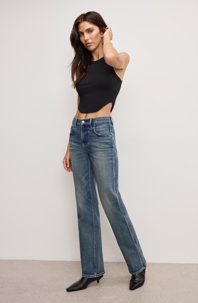 Good American Lightweight Crop Stretch Cotton Rib Racer Tank, Alternate, color, 