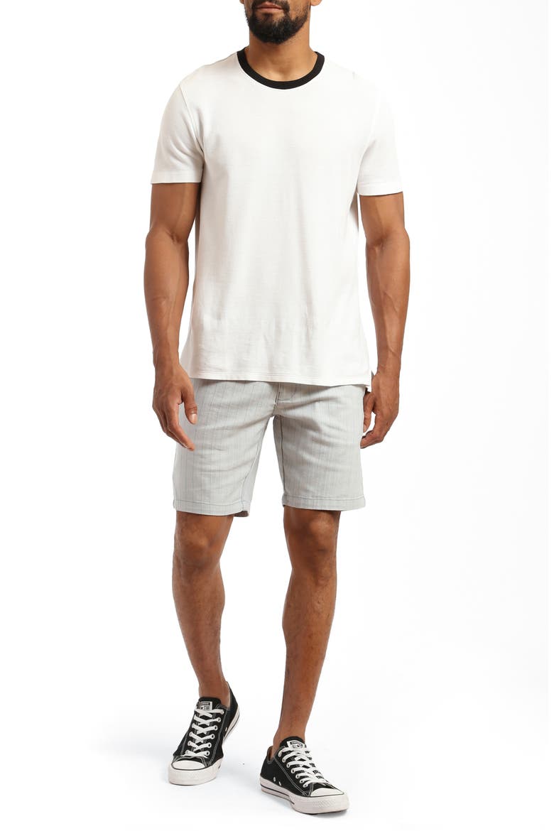 Noah Stripe Stretch Twill Flat Front Shorts, Alternate, color, BLUE STRIPE LINEN