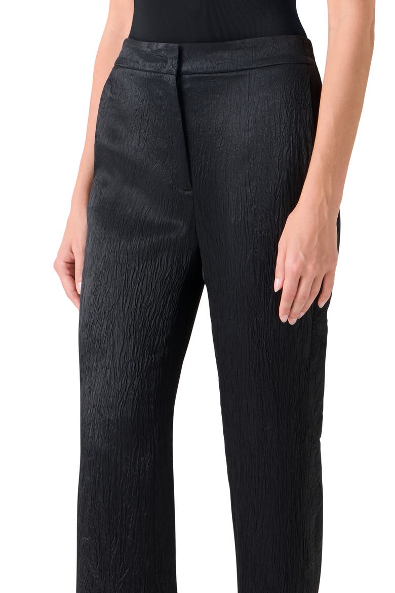 Marla Crinkled Satin Straight Leg Pants, Alternate, color, BLACK