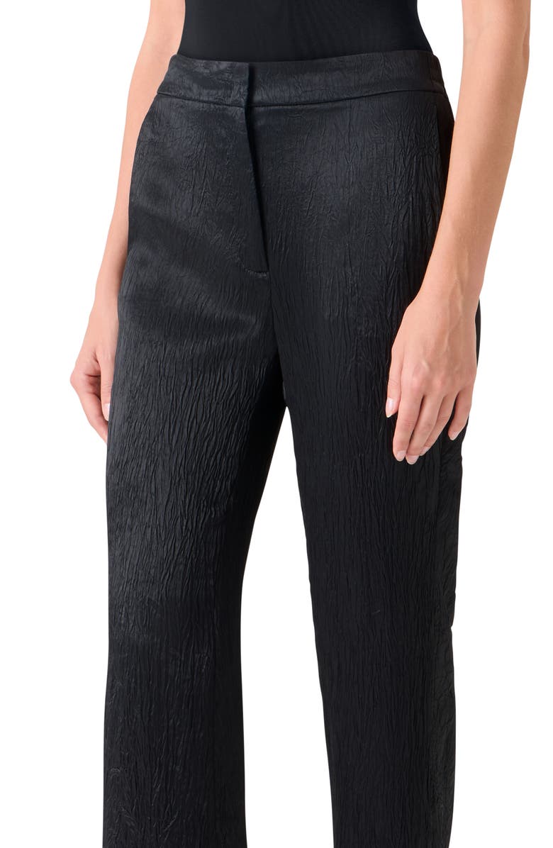 Akris punto Marla Crinkled Satin Straight Leg Pants, Alternate, color, Black