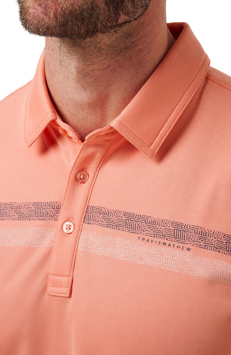 TravisMathew Roaming Routes Chest Stripe Polo, Alternate, color, Terra Cotta