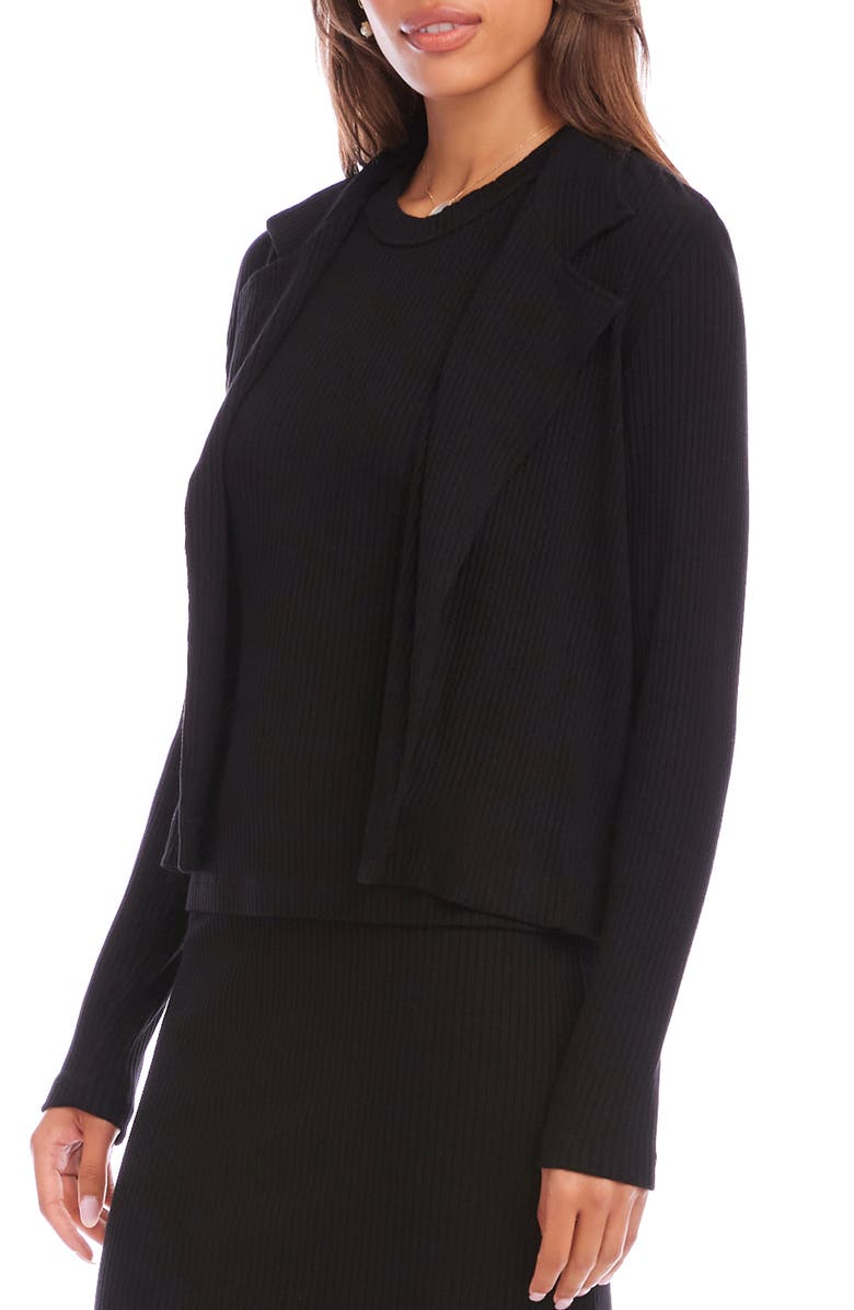 Karen Kane Notch Lapel Rib Jacket, Alternate, color, Black