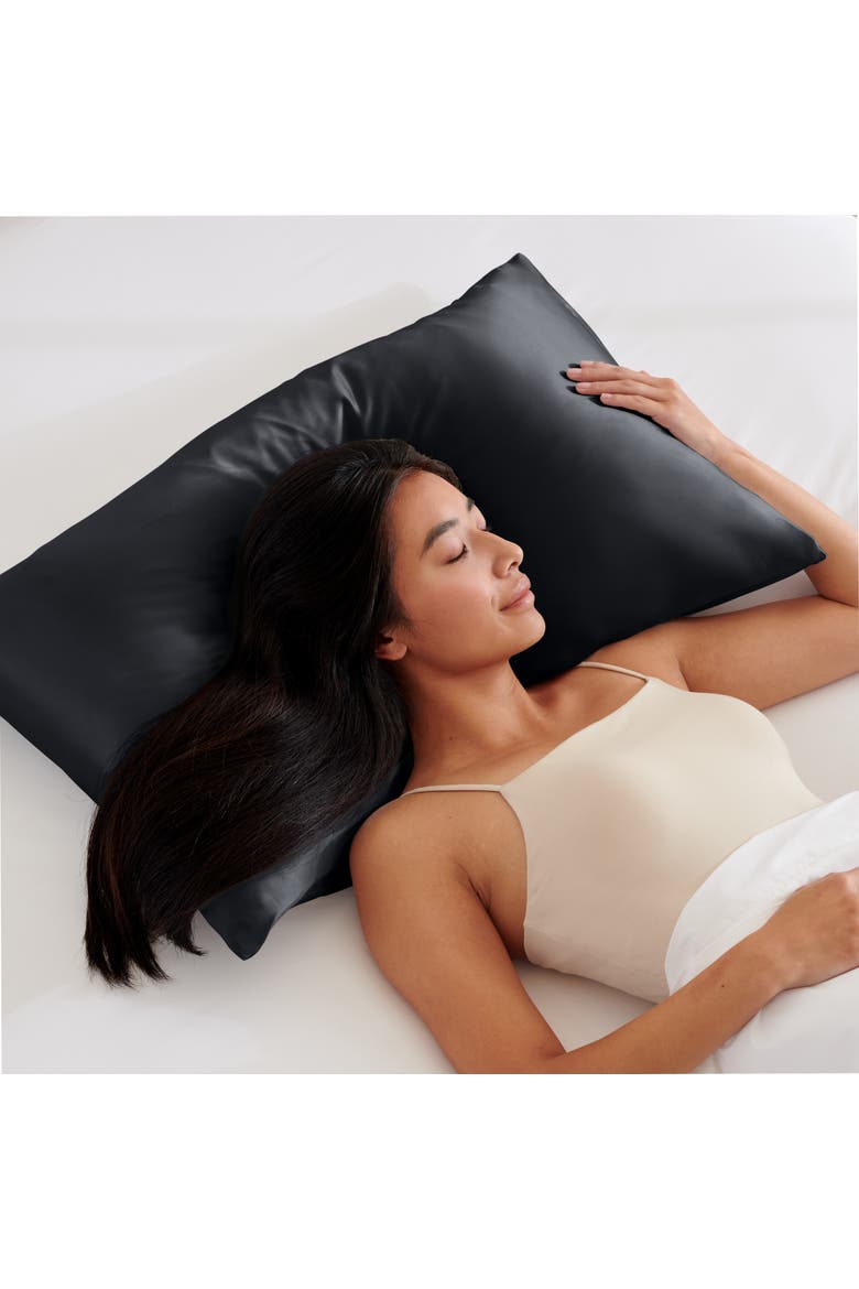 19 Momme 100% Mulberry Silk Pillowcase - Envelope Closure, Alternate, color, Black