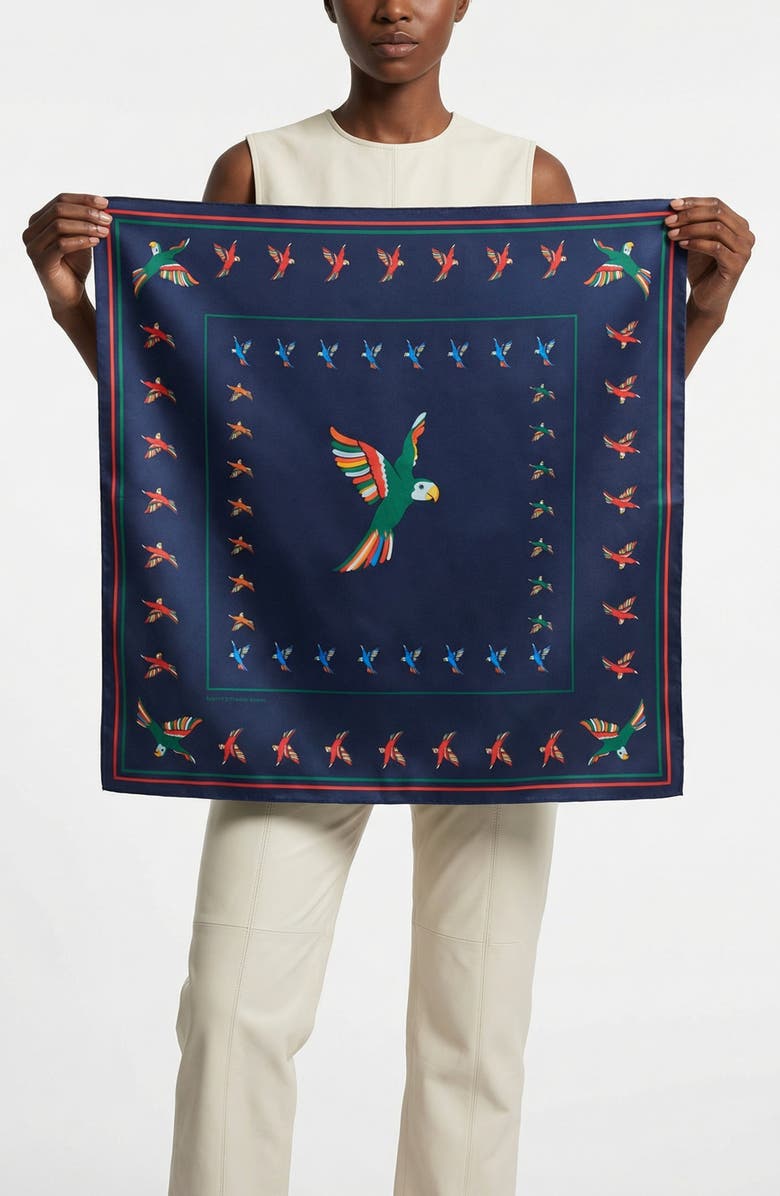 Jessie Zhao New York Sky Parade Double Sided Silk Scarf, Alternate, color, Blue