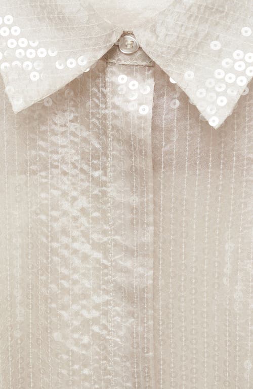 MANGO MANGO CRISTAL SHEER SEQUIN BUTTON-UP SHIRT