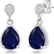 SIMONA Diffused Sapphire & White Topaz Drop Earrings