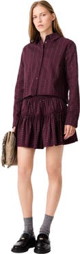 maje Short rhinestone cotton skirt