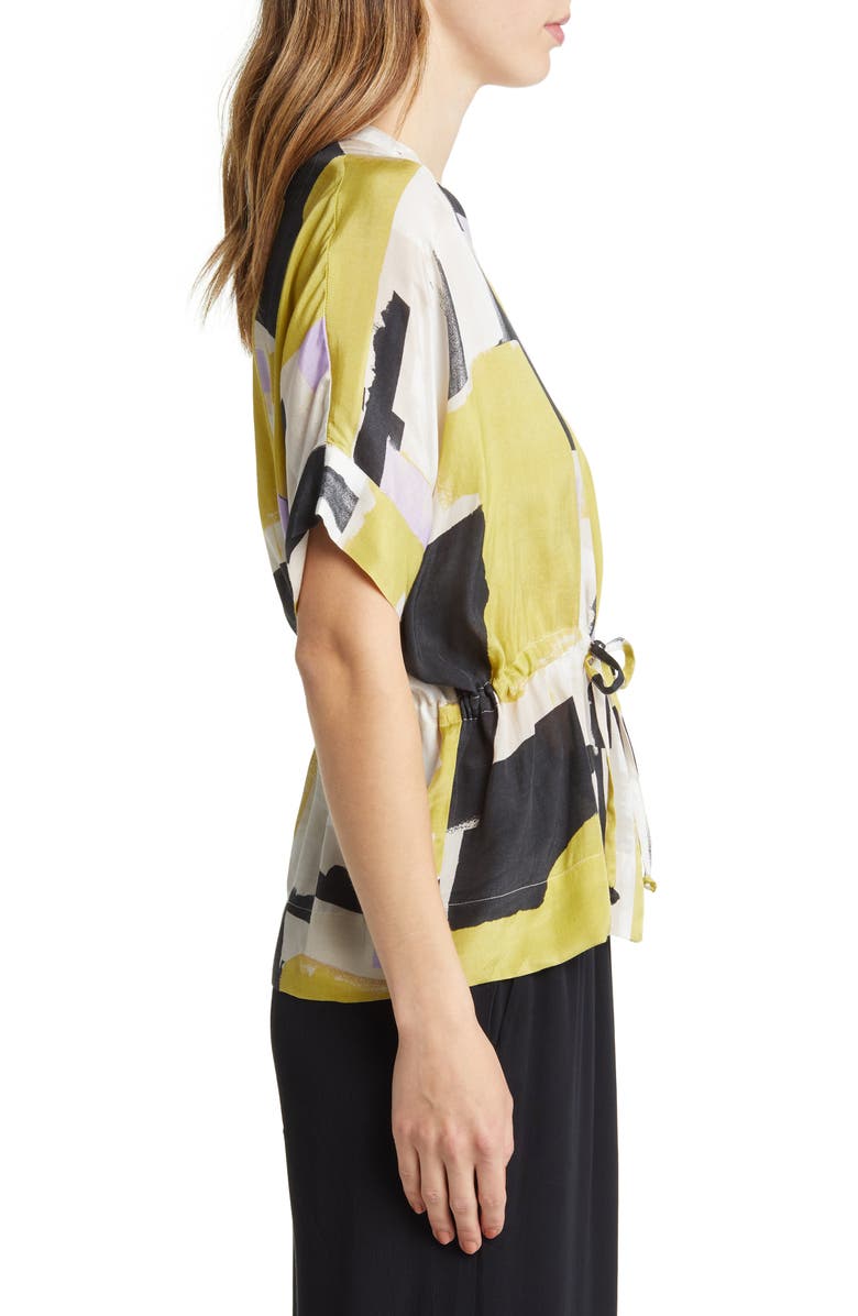 Masai Copenhagen Irekana Abstract Print Drawstring Waist Blouse, Alternate, color,