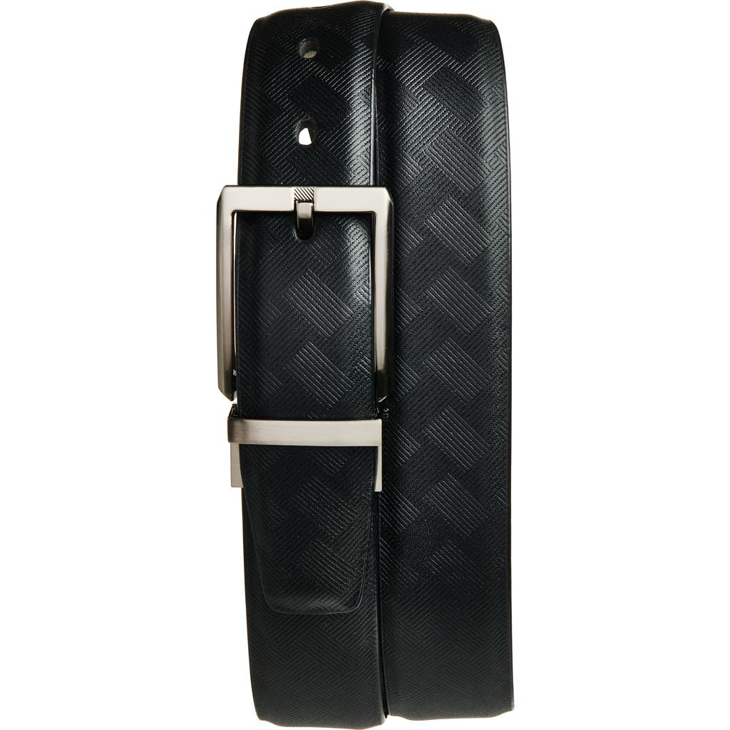 Original Penguin Feather Edge Textured Reversible Belt In Black