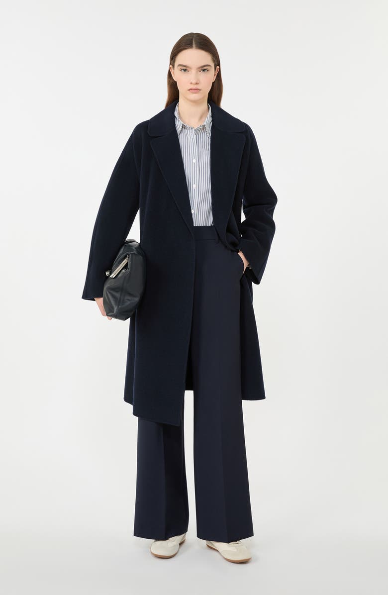Weekend Max Mara Civada Wool Blend Coat, Alternate, color, Navy