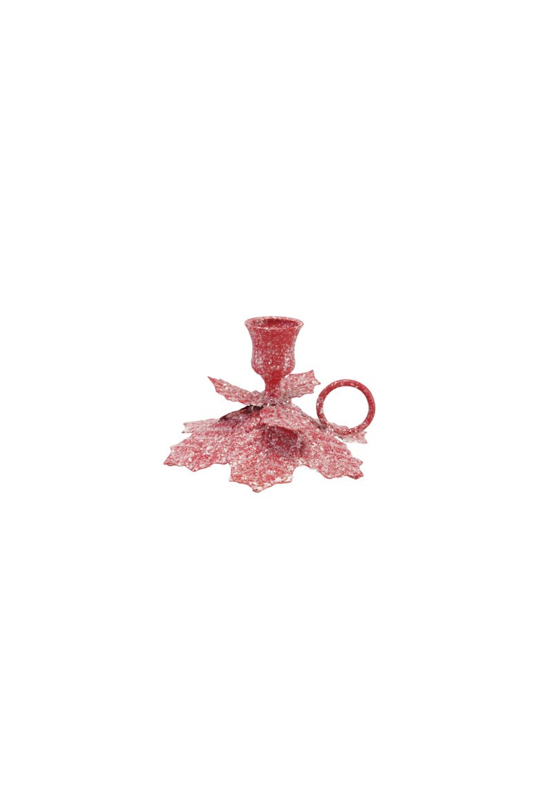 Iron Poinsettia Taper Holder, Main, color, Red