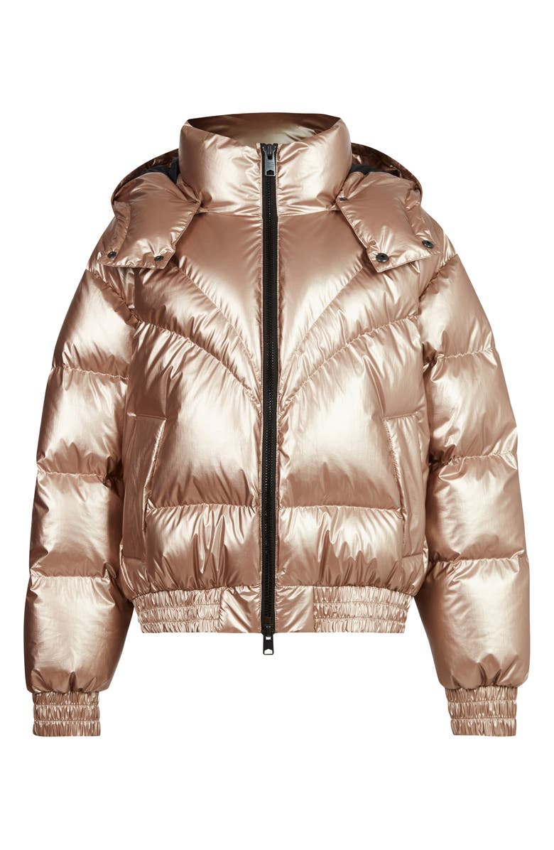 AllSaints Mika Hooded Metallic Down Puffer Jacket, Alternate, color, Rose Pink