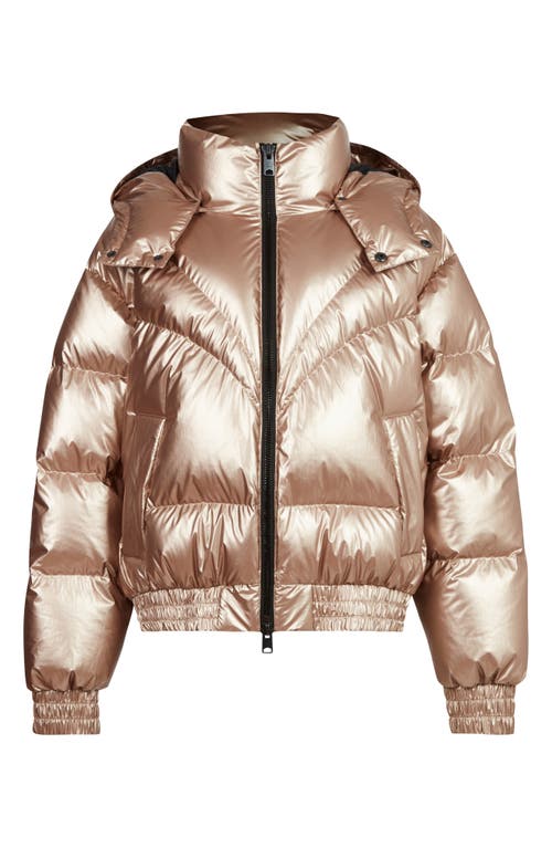 Allsaints Mika Hooded Metallic Down Puffer Jacket In Pink