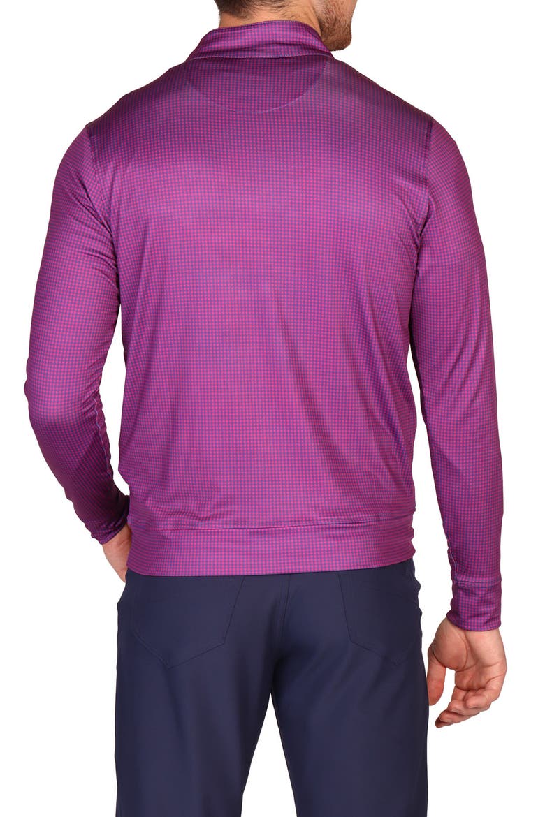 Mini Houndstooth Print Long Sleeve Performance Quarter Zip Polo, Alternate, color, BERRY