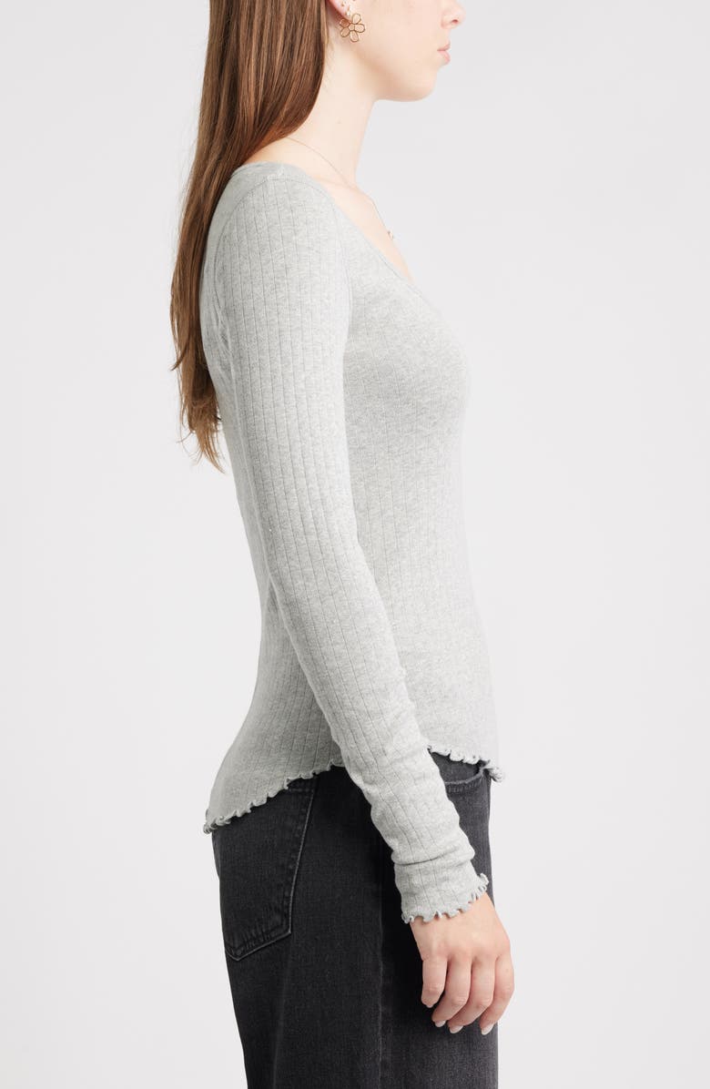 BP. Cotton Blend Pointelle Henley Top, Alternate, color, Grey Soft Heather