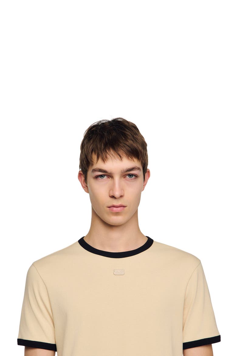 Two-tone patch T-shirt, Alternate, color, Sand