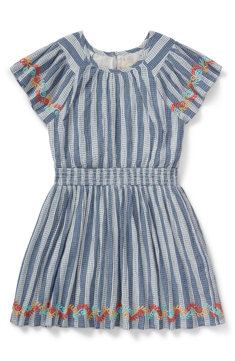 Peek Aren't You Curious Kids' Stripe Embroidered Cotton Dress, Main, color, 