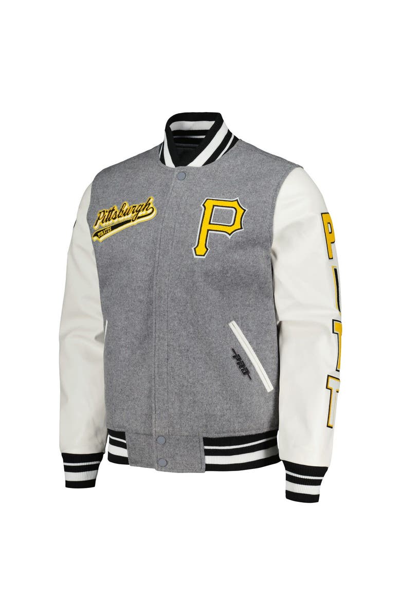 PRO STANDARD Men's Pro Standard Heather Gray Pittsburgh Pirates Script Tail Wool Full-Zip Varity Jacket, Alternate, color, 