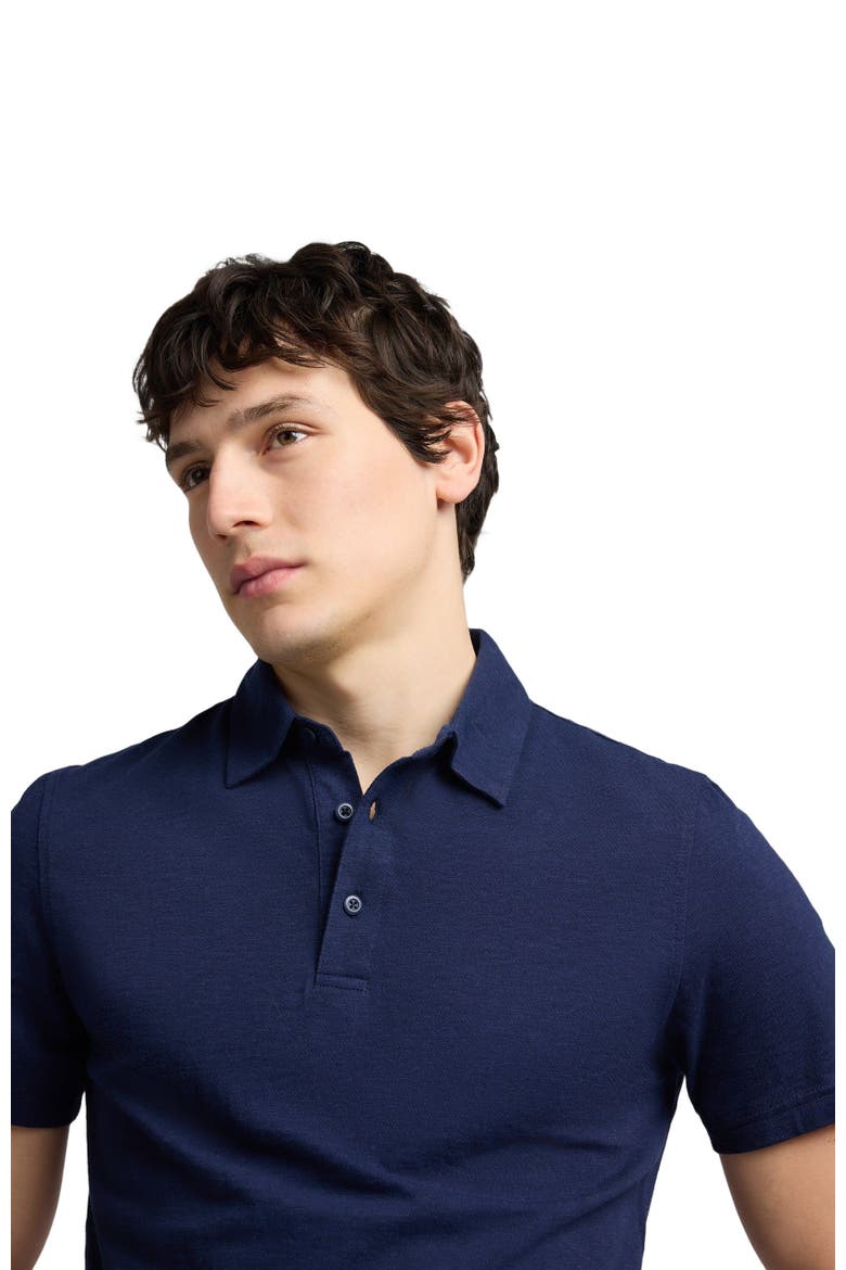 Stretch Linen Jersey Short Sleeve Polo, Alternate, color, Midnight