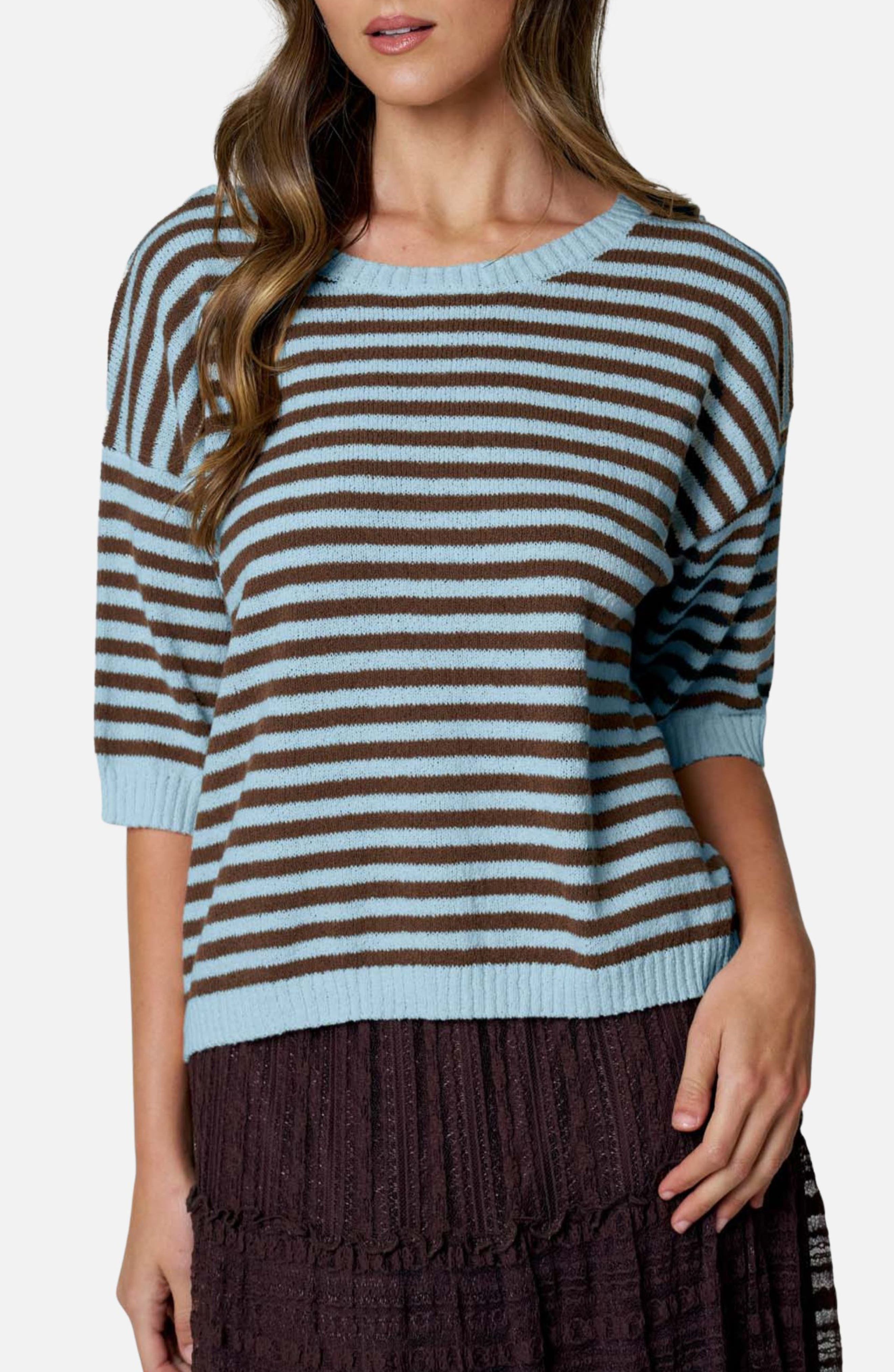 Stripe Short Sleeve Sweater