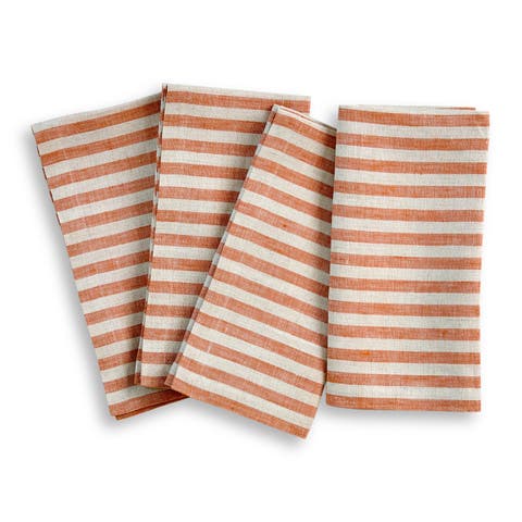 Linen Dinner Napkins Set of 4, 20 x 20" - Amalfi Stripe
