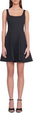 STAUD Wells Cotton Stretch Poplin Fit & Flare Dress