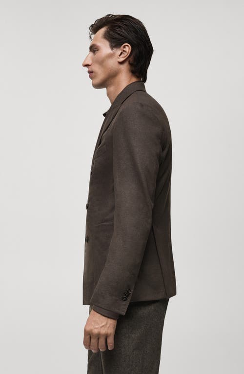 Mango Double Breasted Flannel Sport Coat In Brown