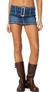 EDIKTED Payson Low Rise Belted Denim Miniskort