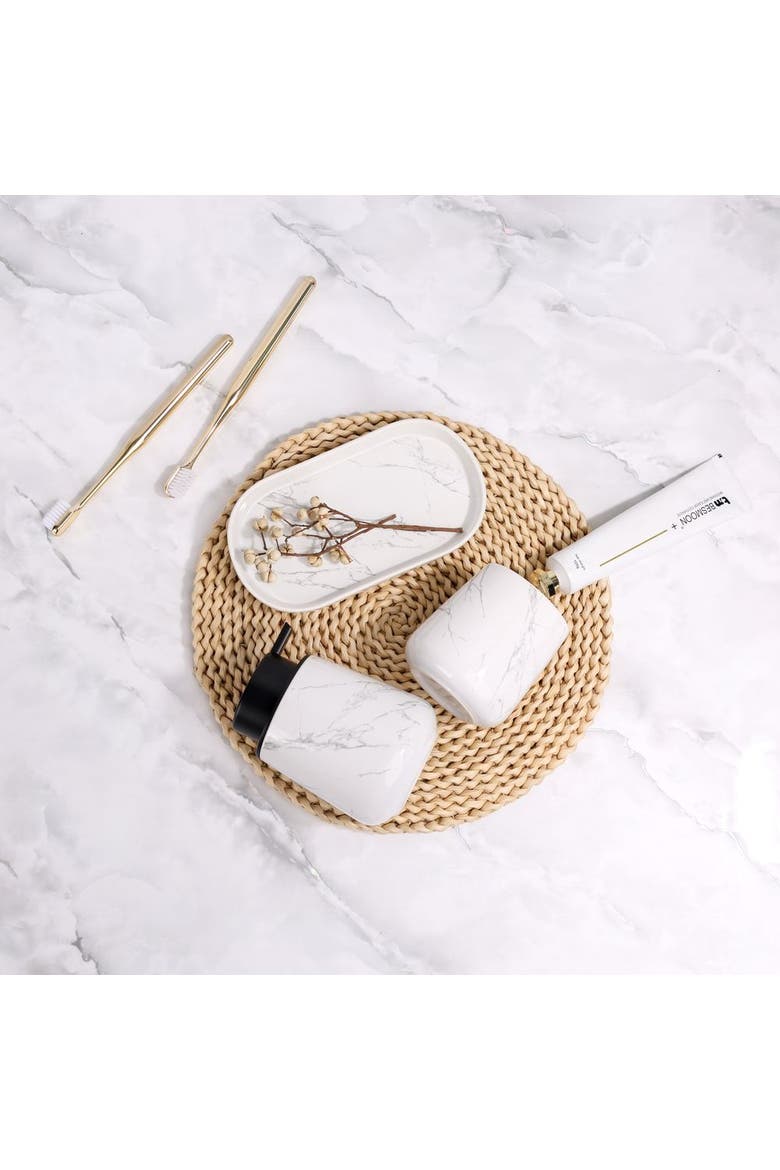 Marble 3-Piece Bathroom Set Sustainable Ceramic, Alternate, color, White