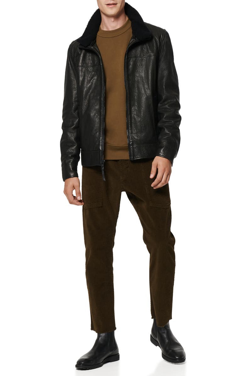 Andrew Marc Augustine Leather Jacket with Genuine Shearling Collar, Alternate, color, 
