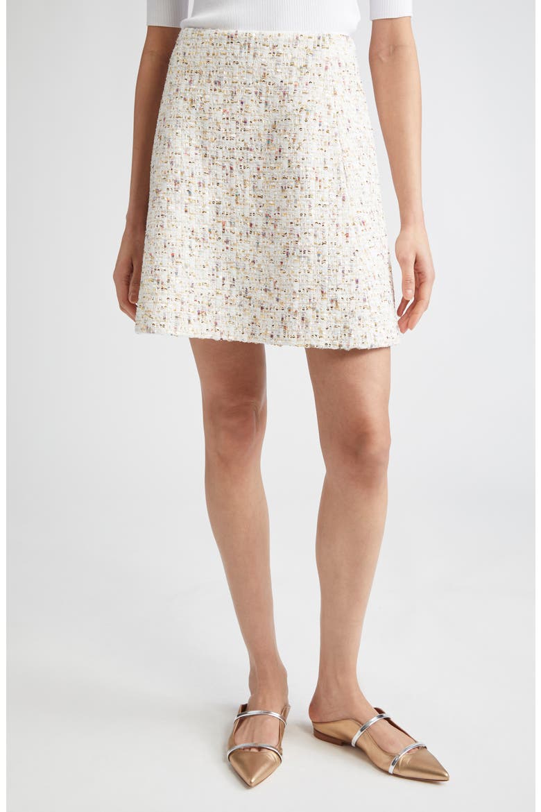 Sequin Bouclé A-Line Skirt, Main, color, IVORY/ MULTI