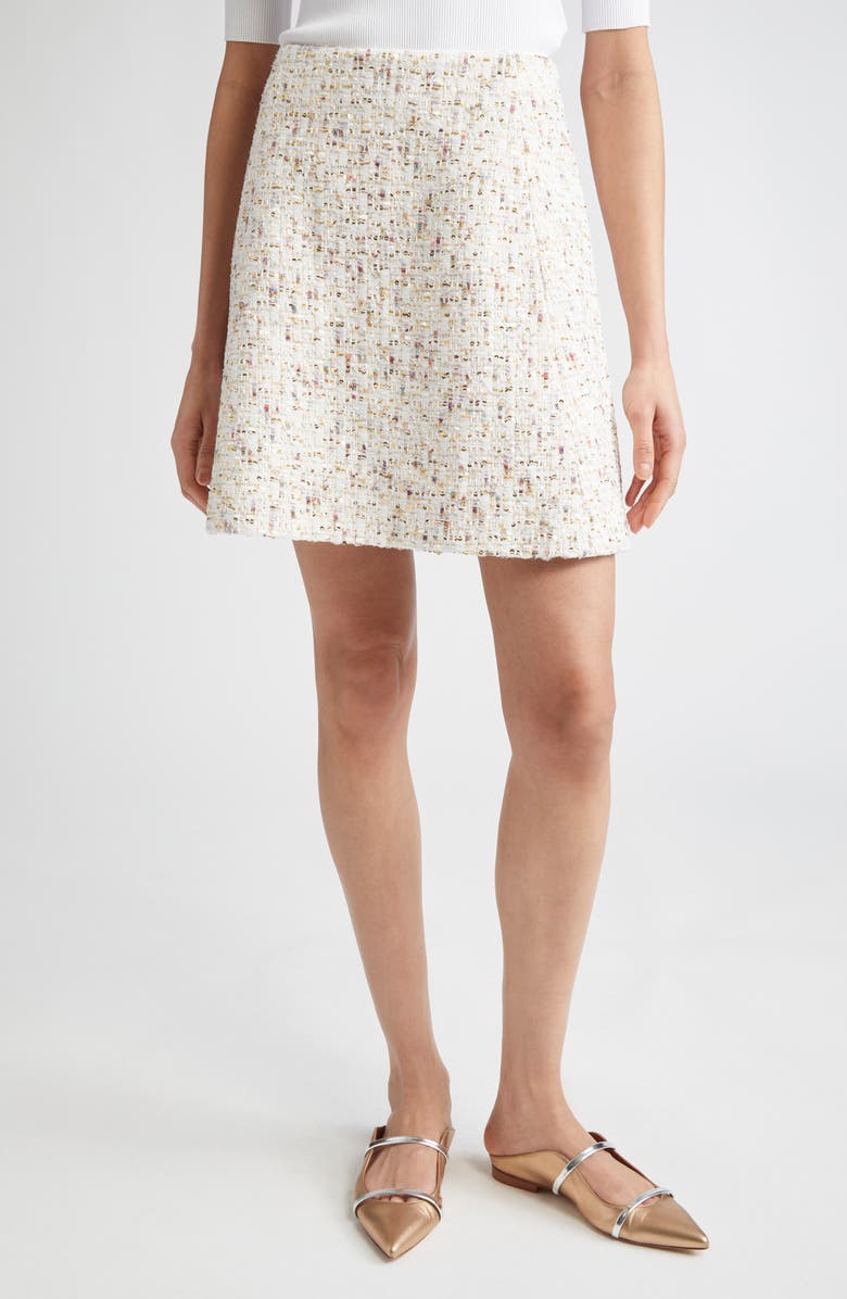 Giambattista Valli Sequin Bouclé A-Line Skirt, Main, color, Ivory/ Multi