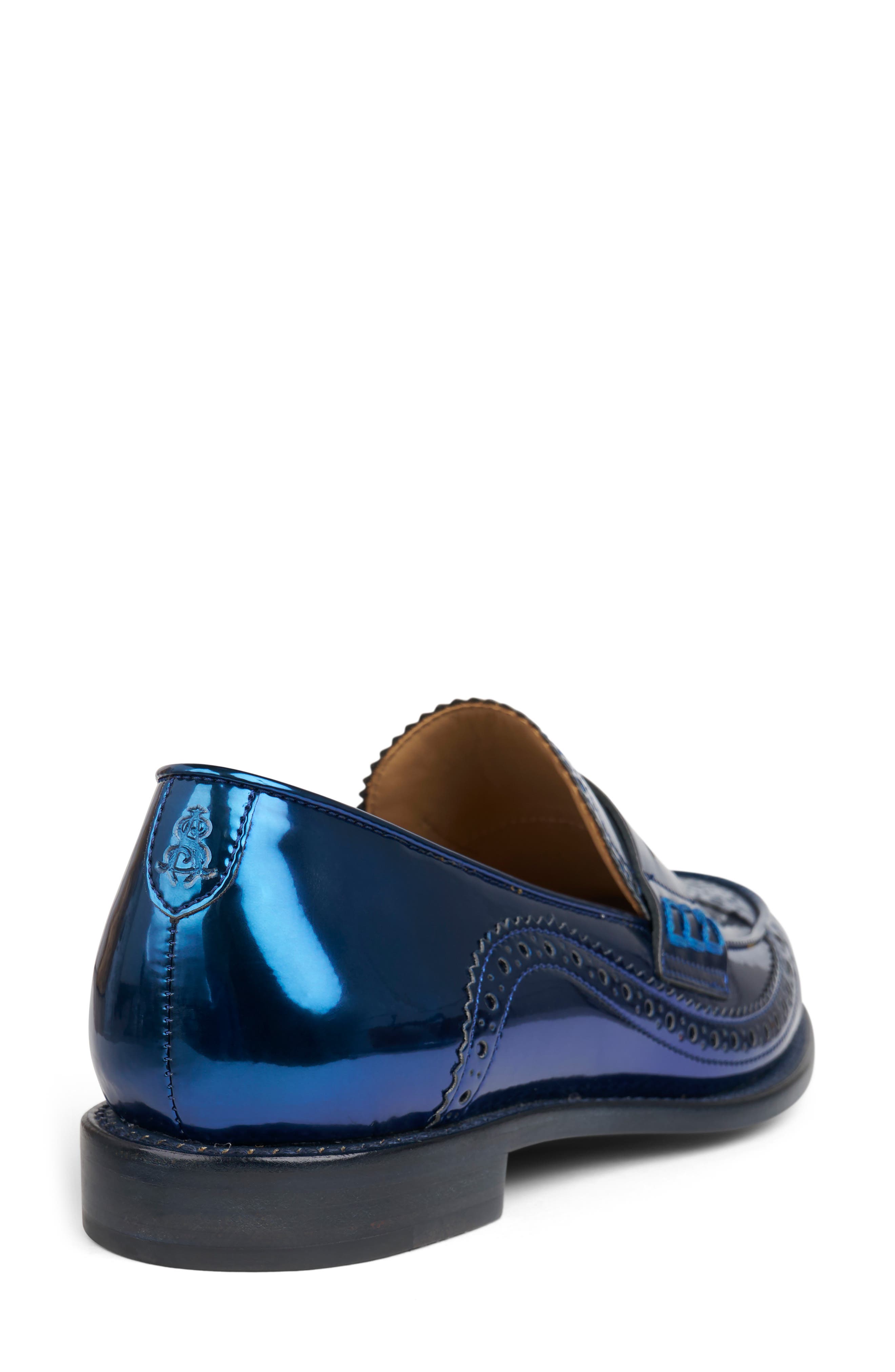 The Office of Angela Scott Ms. Wingtip Penny Loafer, Alternate, color, Navy Metallic