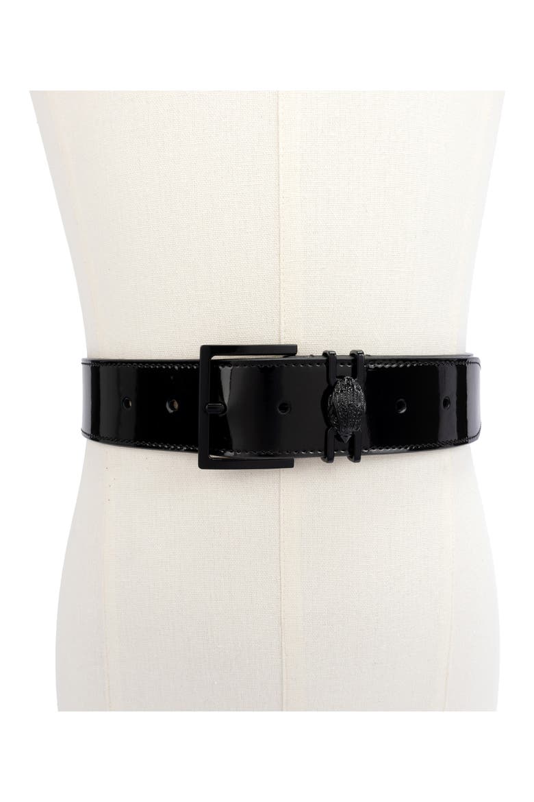 Shoreditch Patent Leather Belt, Alternate, color, BLACK/ SHINY POWDER COAT BLACK
