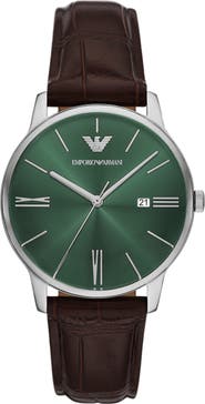 Emporio Armani Minimalist Leather Strap Watch, 39mm